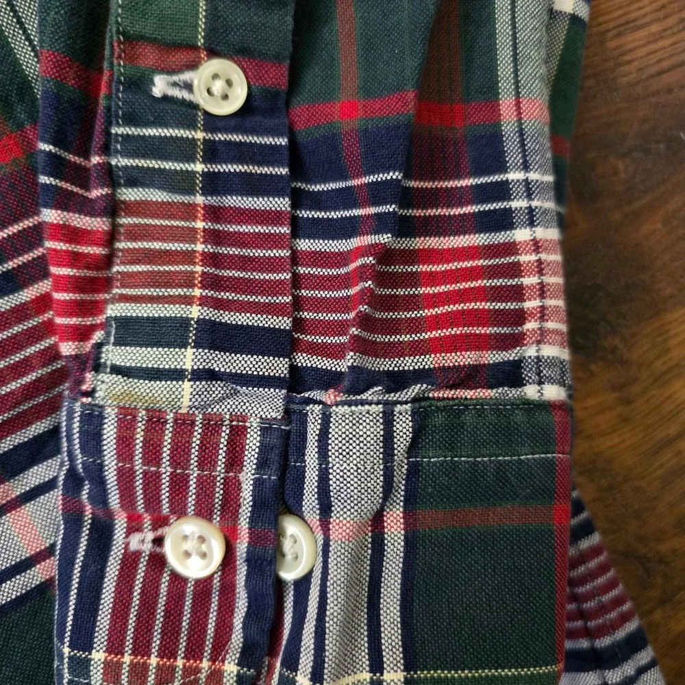 Ralph Lauren Classic Fit Plaid Button Down Shirt Mens 15 32/33 Red Green Tartan